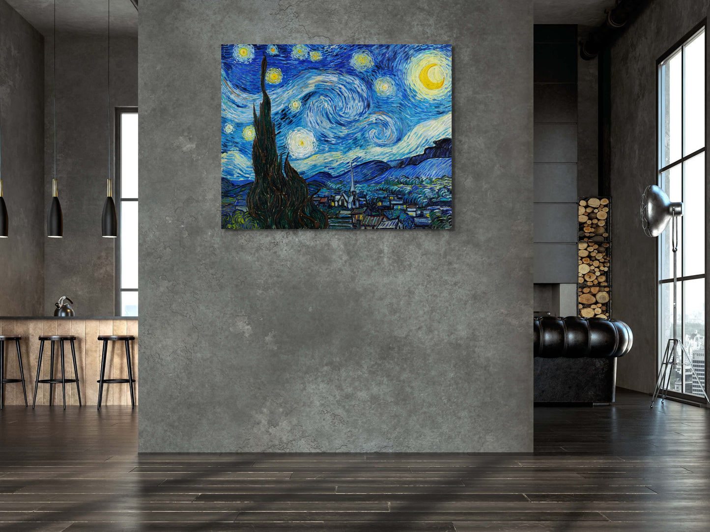a painting on a wall in a room